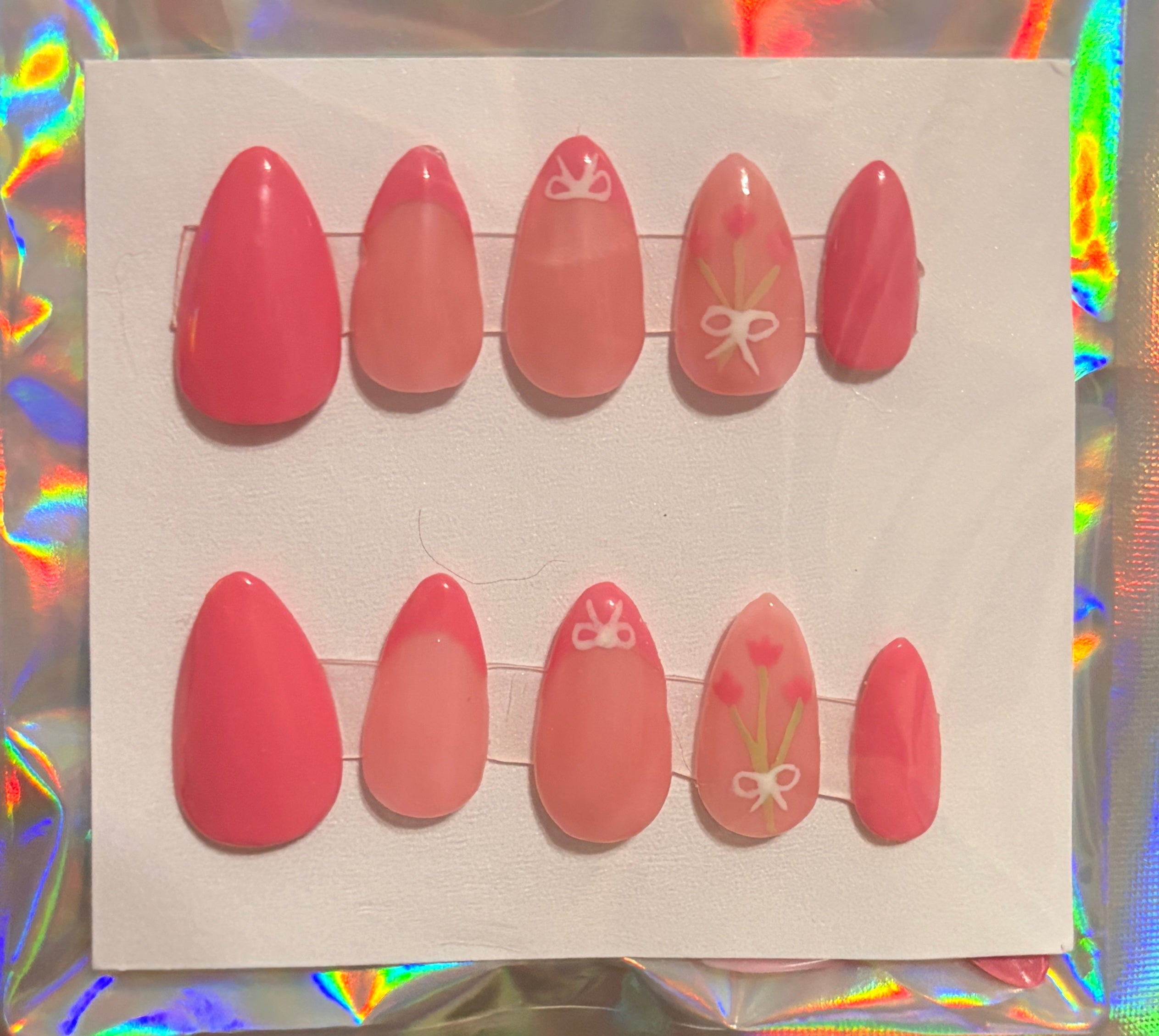 Simple Spring Nails Hand Made Floral Set